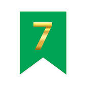 Цифра на прапорці "7" золото на зеленому