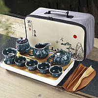 Набор для чайной церемонии с сумкой на 4 персоны 14 в 1 C Синий зеленый Хіт продажу!