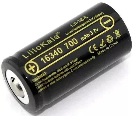 Акумулятор LiitoKala Lii-16A 16340 700mah (Чорний), фото 1