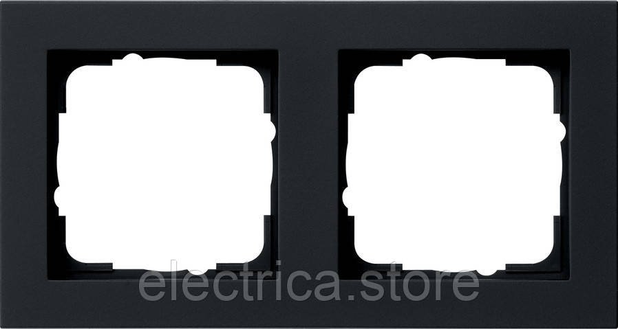 Рамка 2-місна Gira E2 чорний матовий 021209, фото 1