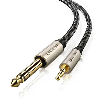 Аудіо кабель UGREEN Jack 3.5mm на Jack 6.35mm TRS Stereo Audio Cable 2м (сірий) AV127
