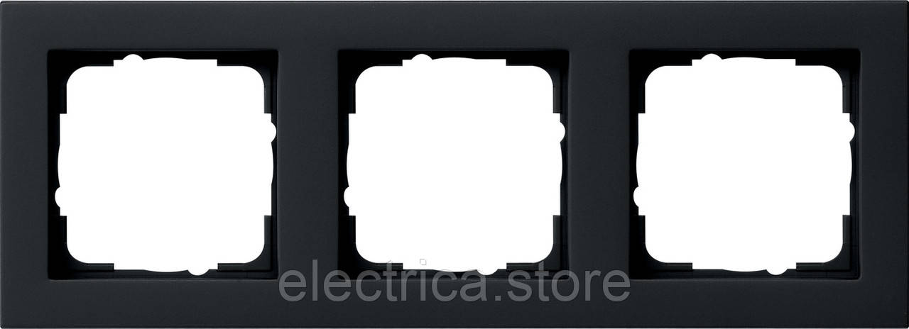 Рамка 3-місна Gira E2 чорний матовий 021309, фото 1