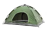 Прочная кемпинговая палатка 200×150 см двухместная, Самораскладывающаяся походная палатка чёрная/зелёная