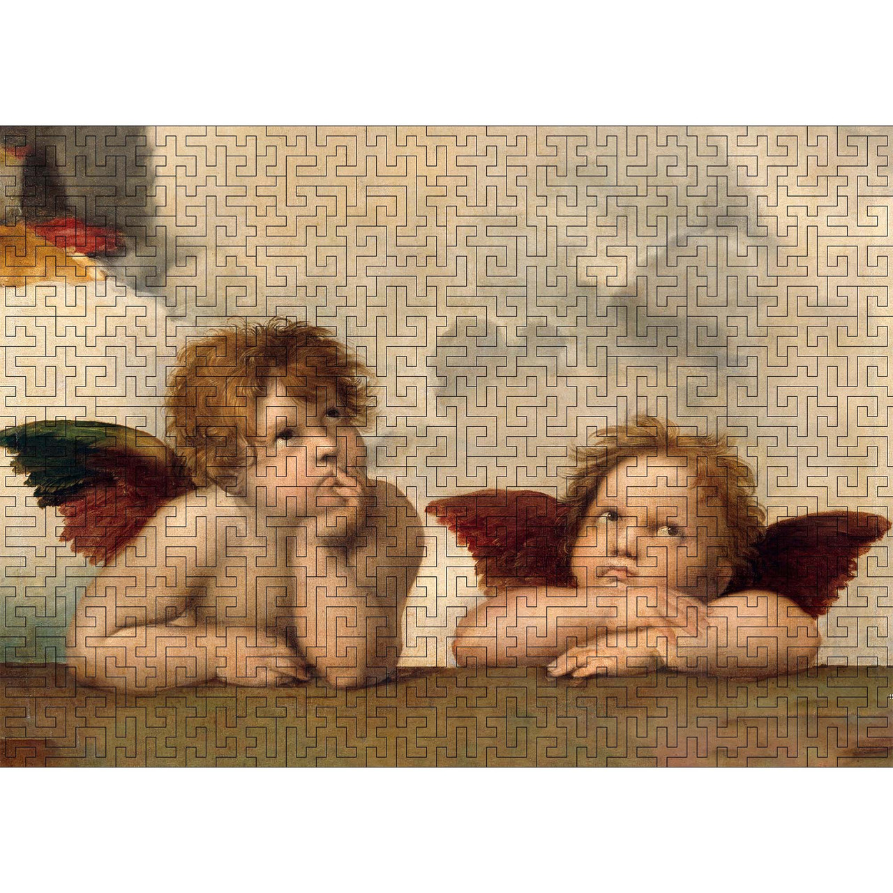 Дерев'яний пазл-лабіринт Woods Story Два янгола (Рафаель Санті) L, фото 1