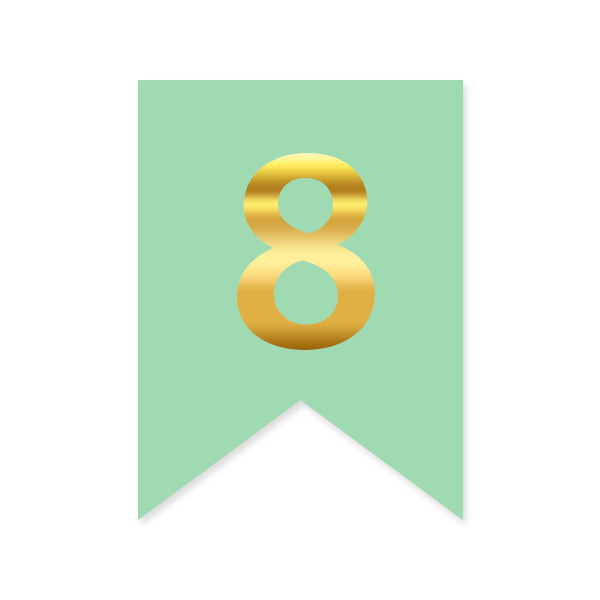 Цифра на прапорці "8" золото на м'ятному