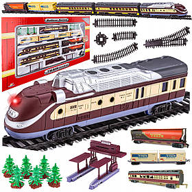 Дитяча залізниця FENFA, локомотив, 7 вагонів, станція, дерева, світло, звук