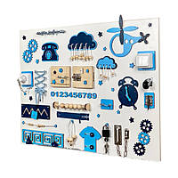 Розвивальна іграшка Бізіборд за методикою Монтессорі Temple Group TG270035370 80х60 см Синій KB, код: 8453641