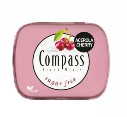 Льодяники Compass Acerola Cherry зі смаком вишні без цукру, ж\б, 14 г.