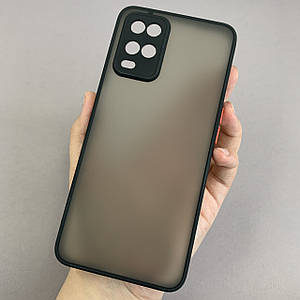 Чохол для Oppo A54 напівпрозорий матовий чохол з кольоровими бортами на телефон оппо а54 чорний tcb