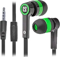 Проводные вакуумные наушники с микрофоном Defender Pulse 420 Black-Green