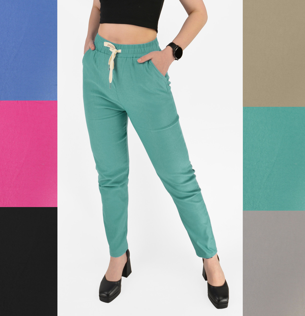 Штани жіночі яскраві літні у великих розмірах L — 6XL Штани стрейч Dasire бавовна Мікс кольорів