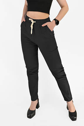 Штани жіночі яскраві літні у великих розмірах Штани стрейч Dasire бавовна Чорний колір L-XL, фото 1