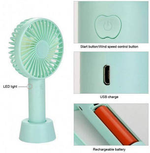 Ручний портативний вентилятор Portable Mini Fan X9 на акумуляторі з ручкою міні вентилятор USB, фото 3