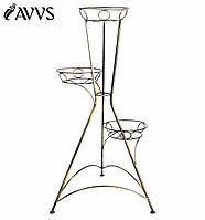 Подставка для 3 вазонов кованая AVVS tech 88х50 см золотистый с черной патиной