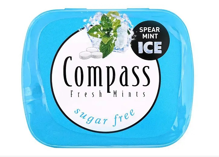 Льодяники Compass Spearmint зі смаком м’яти без цукру, ж\б, 14 г.