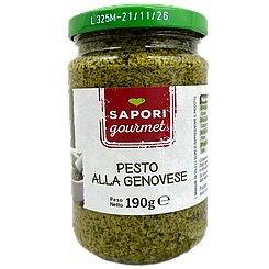 Соус песто гурме зелений без часнику Сапорі Sapori gourmet genovese 190g 12шт/ящ (Код: 00-00006083)