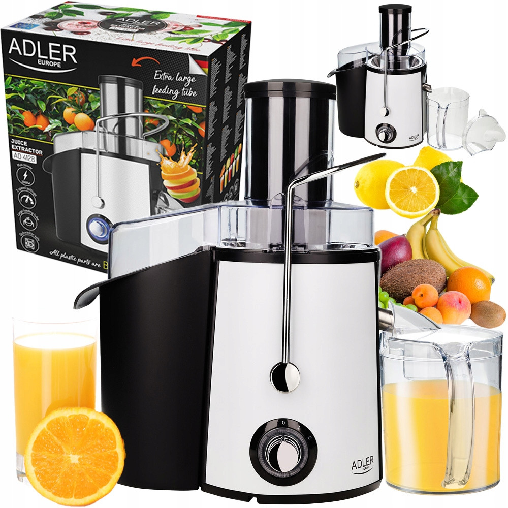 Соковижималка Adler AD 4128 — відцентрова, 1000 , 2 ступені швидкості, контейнер 1 л, фільтр із нержавіючої сталі, фото 1