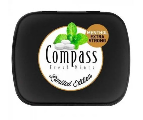 Льодяники Compass Menthol зі смаком ментолу без цукру, ж\б, 14 г., фото 1