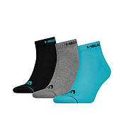 Шкарпетки Head QUARTER 3P UNISEX блакитний, сірий, чорний Уні 35-38