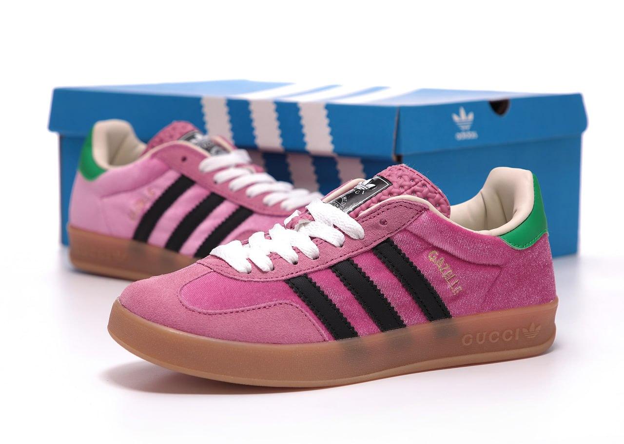 Жіночі рожеві Кросівки Gucci x Adidas Gazelle
