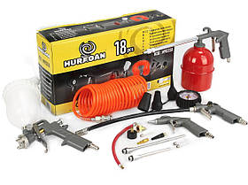 Набір пневмоінструменту для фарбування, лакування, видування, мастила та накачування  Asaka (ASATK18) 18 предметів