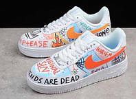 Женские кроссовки Nike Air Force 1 Low Pauly x Vlone Pop, кожа, Китай Найк Еір Форс білі розмальовані