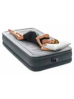 Матрас надувной односпальный кровать Intex99х191х33см, Матрас для сна с электронасосом для отдыха