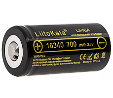 Акумулятор без захисту 16340 LiitoKala Lii-16A 700mah Li-ion (Чорний)