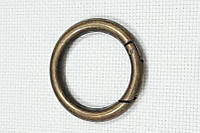 Кольцо-карабин, разъемное, металлическое, антик, 33 мм