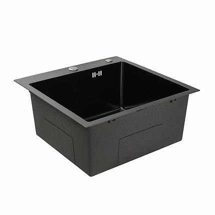 Кухонна мийка Handmade dante   50х50х22 см з нержавіючої сталі, чорна 3.0 / 1.5 мм, фото 2