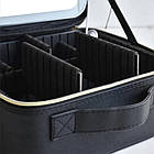 Косметичка дорожня з LED дзеркалом (26х23х11см), Чорна / Портативна косметичка-валіза / Органайзер для косметики, фото 5