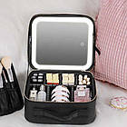 Косметичка дорожня з LED дзеркалом (26х23х11см), Чорна / Портативна косметичка-валіза / Органайзер для косметики, фото 6