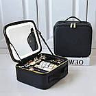Косметичка дорожня з LED дзеркалом (26х23х11см), Чорна / Портативна косметичка-валіза / Органайзер для косметики, фото 2