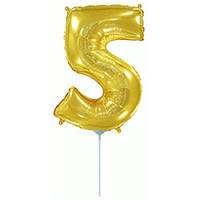 Шарик фольгированный "День Рождения: Цифра 5", мини, золото