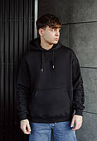 Худи с капюшоном мужское черное Staff ethno oversize fleece Seli Худі з капюшононм чоловіче чорне Staff ethno