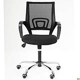 Крісло офісне Веб хром спинка сітка чорна для роботи та навчання школяреві, фото 5