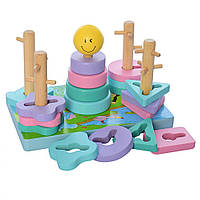 Деревянная игрушка Геометрика Tree Toys MD 2112 с пирамидкой EJ, код: 7626872