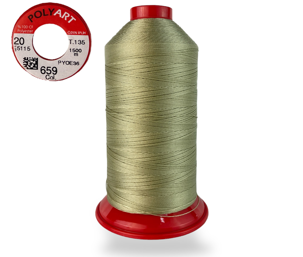 Нитка швейна поліестер POLYART(ПОЛІАРТ) N20 колір #659 бежевий 1500м (ОРИГІНАЛ, ТУРЕЧЧИНА), фото 1