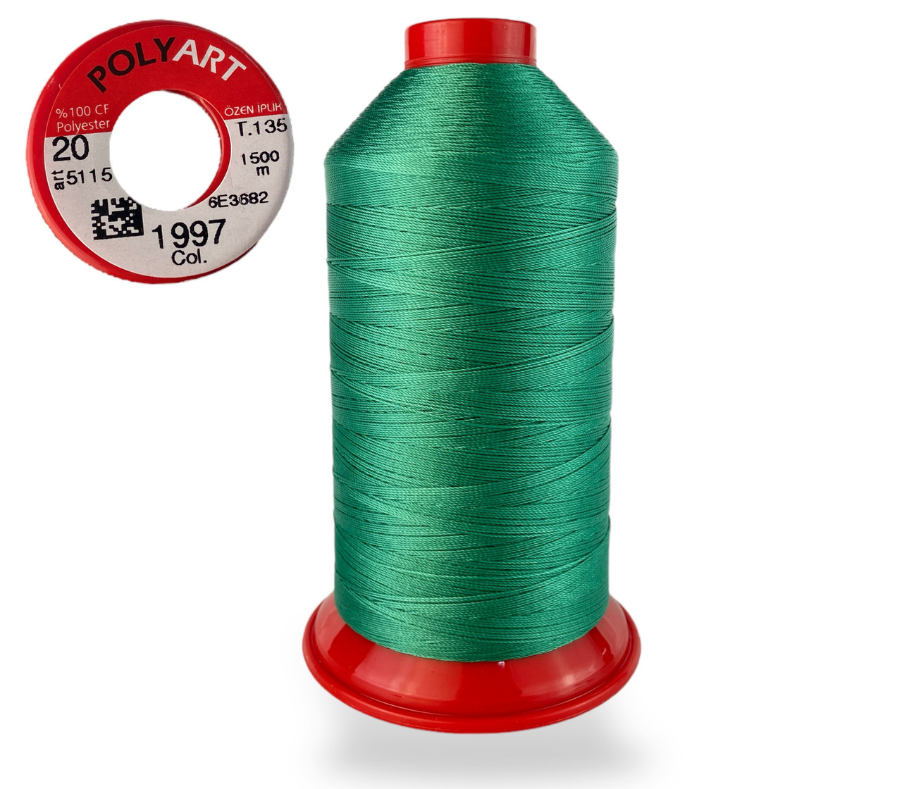 Нитка швейна поліестер POLYART(ПОЛІАРТ) N20 колір #1997 зелений 1500м (ОРИГІНАЛ, ТУРЕЧЧИНА), фото 1