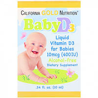 Витамин D California Gold Nutrition Baby Vitamin D3 400 IU 10 ml AT, код: 7950868