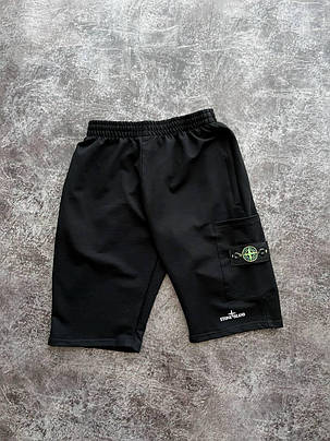 Літні чоловічі спортивні шорти карго Stone Island Black Чоловічі шорти Чорні Стон Айленд із кишенями патч літо, фото 3