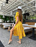 Літнє плаття-сарафан із софту жовтий принт квіточок, фото 2