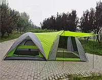 Двошаровая палатка полиэстер с тамбуром, Кемпинговая палатка на четырёх человек с двумя комнатами