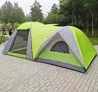 Большая прочная палатка с двумя комнатами и тамбуром, 4-местная непромокаемая всесезонная палатка полиэстер