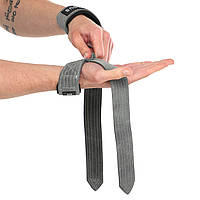 Лямки для становой тяги кожаные Ezous Leather Lifting Strap B-07 размер 59х3,8см Grey