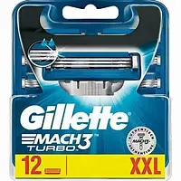 Gillette Mach3 Turbo 12шт. сменные кассеты для бритья (джилет мак3 турбо 12шт)