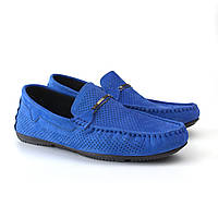 Блакитні літні мокасини нубук із перфорацією чоловіче взуття великих розмірів Rosso Avangard Ethereal Blue NUB BS