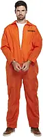 Костюм тюремный комбинезон для взрослых Includes Overalls & Handcuffs большого размера