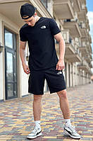 Мужской летний костюм черный The North Face спортивный двойка , Комплект лето ТНФ черный футболка и шорты