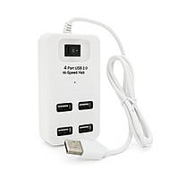 Хаб USB 2.0 4 порти, White, 480Mbts живлення від USB, з вимикачем, Blister Q100 l